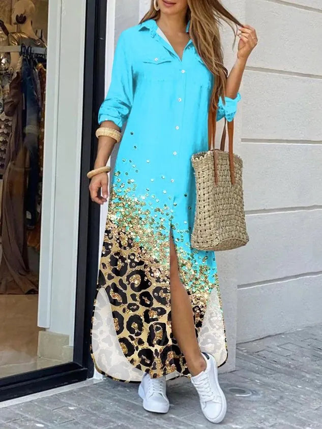 Loose Shirt Collar Casual Dress