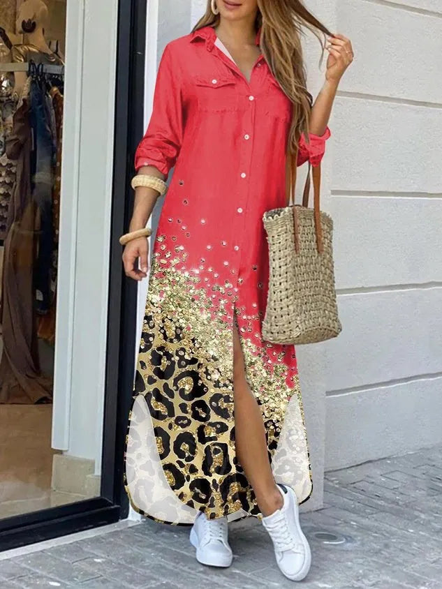 Loose Shirt Collar Casual Dress